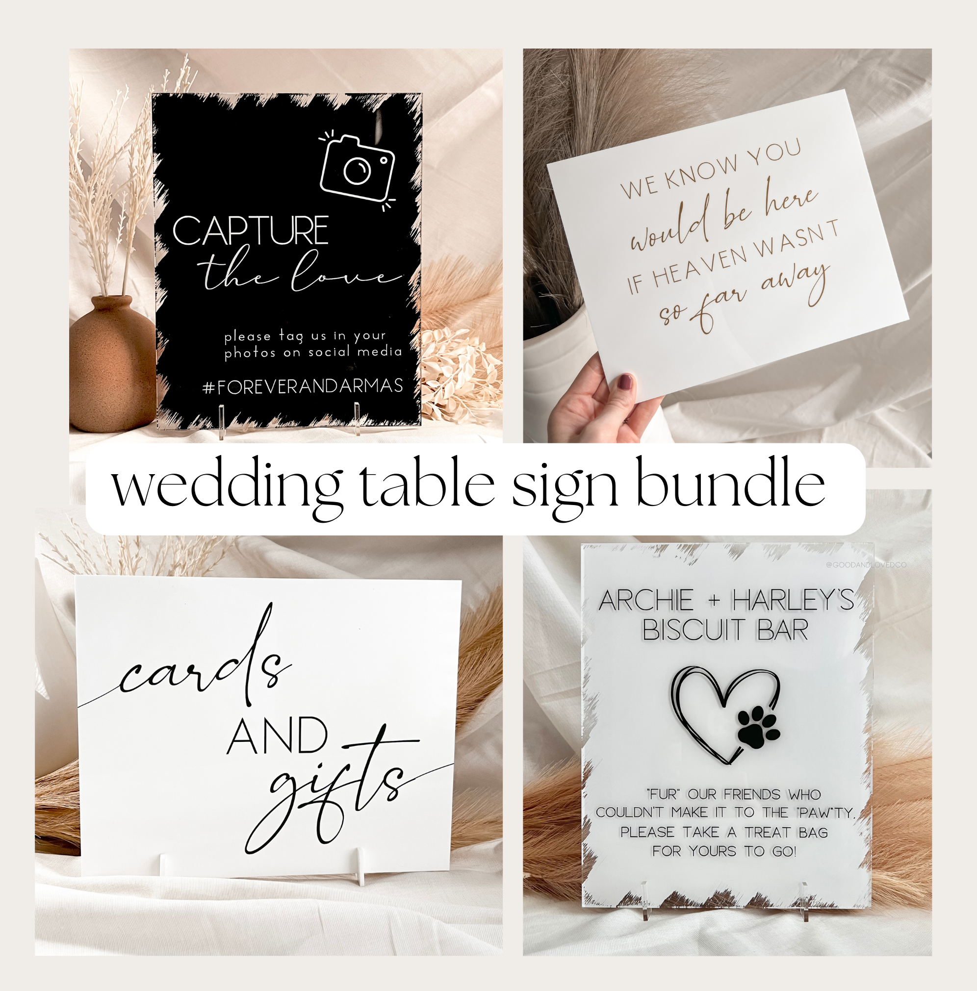 4 Customizable Table Signs Bundle