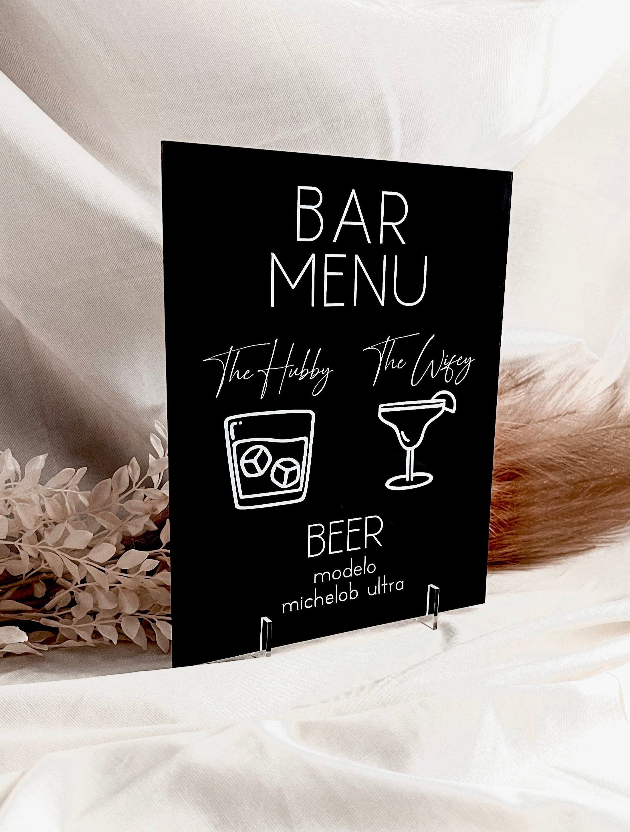 Acrylic Bar Menu Wedding Sign