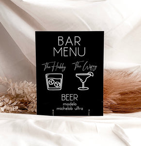 Acrylic Bar Menu Wedding Sign