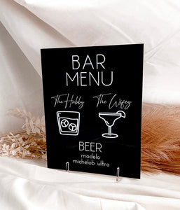 Acrylic Bar Menu Wedding Sign