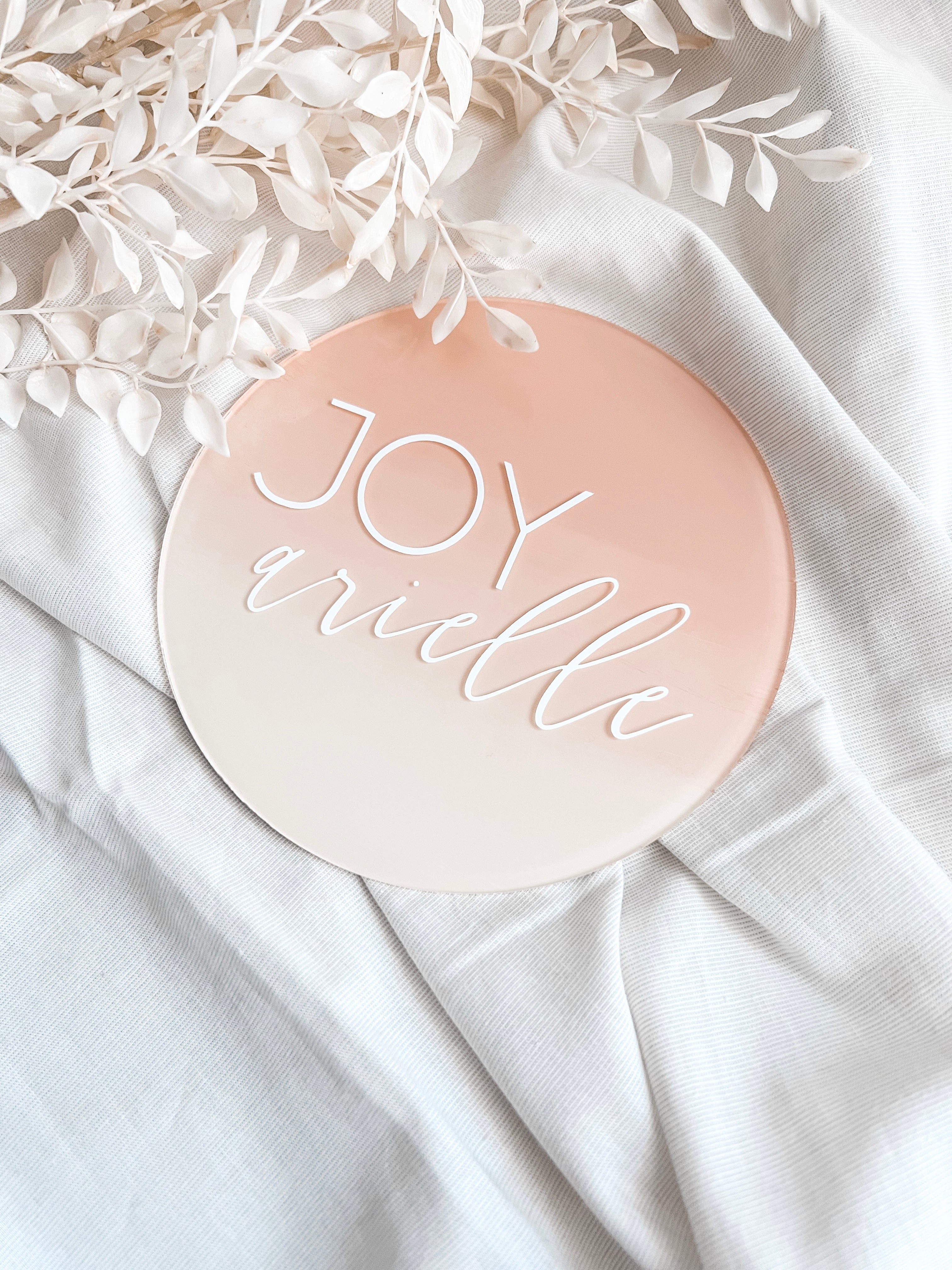 Ombre Acrylic Baby Name Round