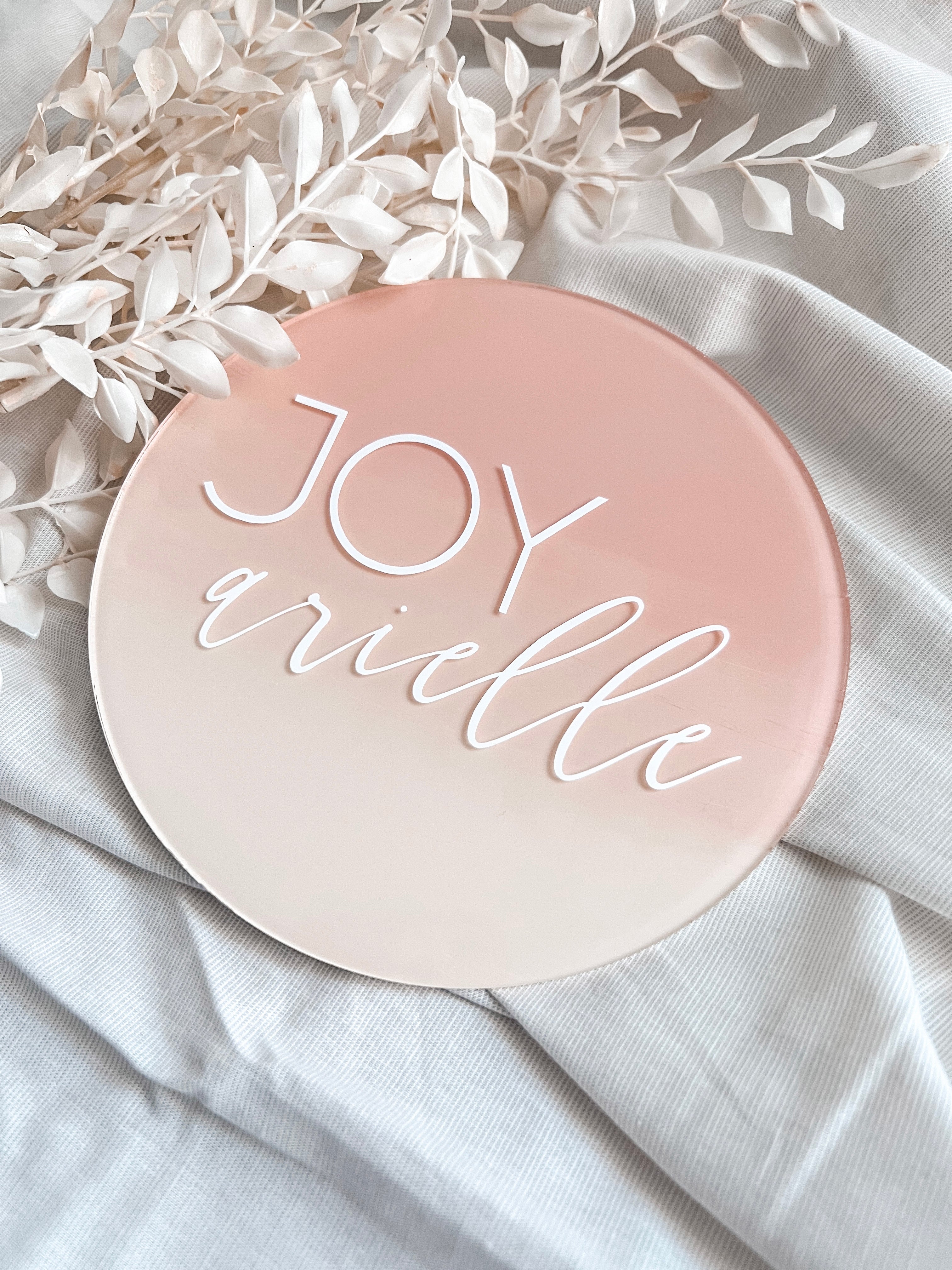 Ombre Acrylic Baby Name Round