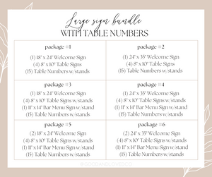 Large Wedding Sign Bundle + Table Numbers