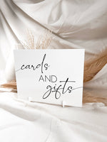 Load image into Gallery viewer, White Acrylic Cards + Gifts Wedding Sign
