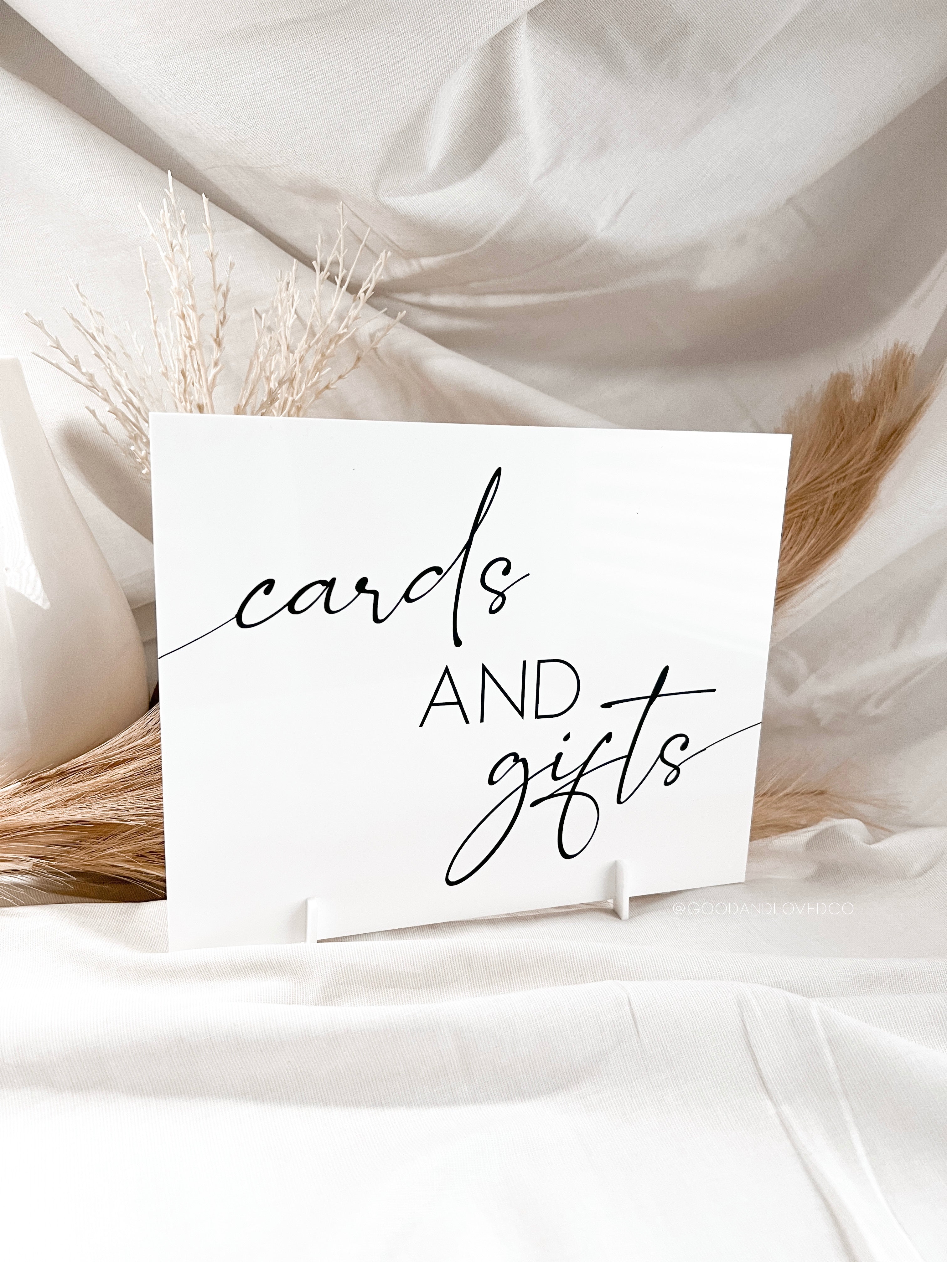 White Acrylic Cards + Gifts Wedding Sign