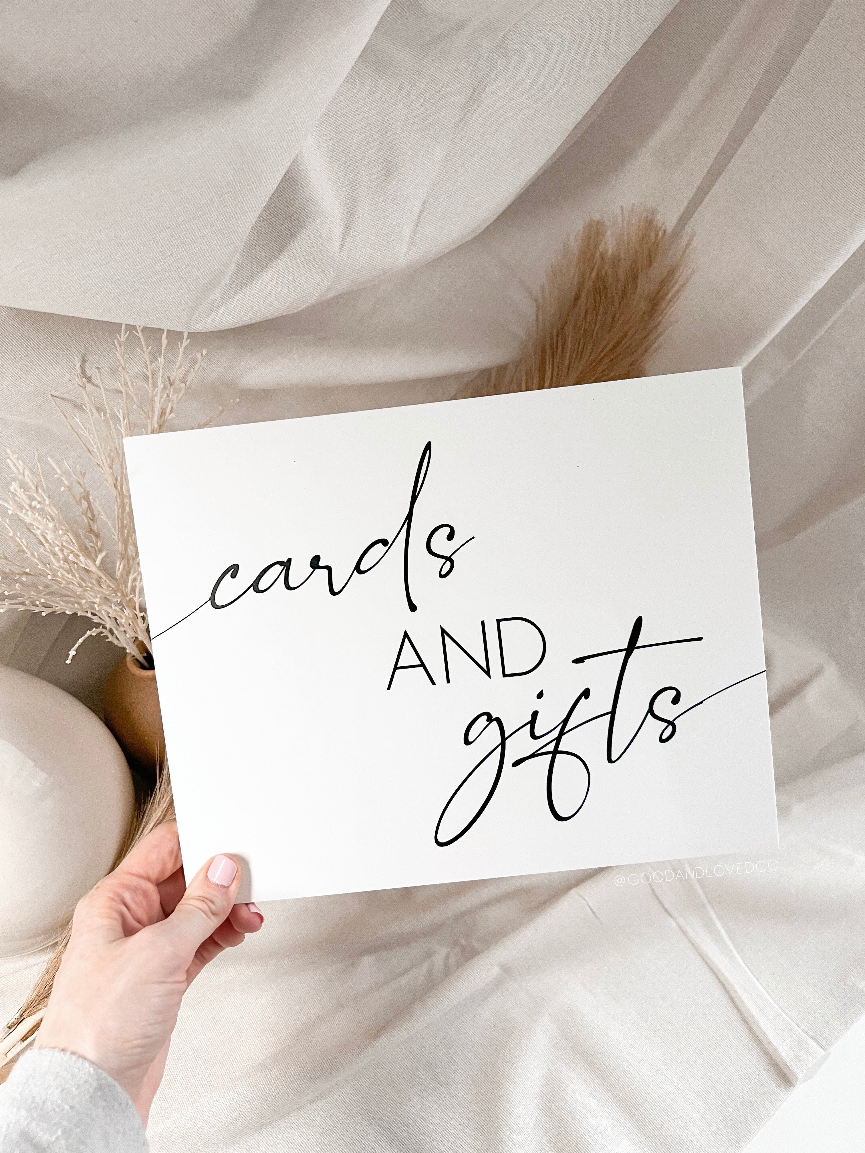 White Acrylic Cards + Gifts Wedding Sign