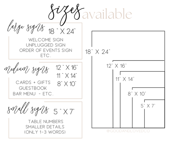 10 Wedding Signs and Their Sizes - Mockys